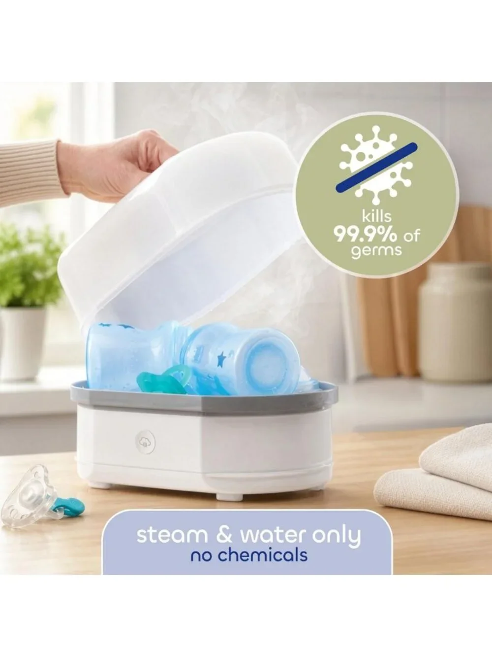 3-in-1 Electric Steam Sterilizer for Baby Bottles & Accessories - Fast